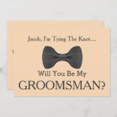 Wirst du mein Trauzeuge mit grauem Bow sein? Einladung (Vorne/Hinten)