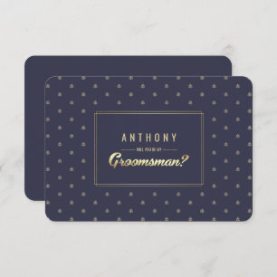 Wirst du mein Trauzeuge sein? Blue Gold Hochzeit Einladung