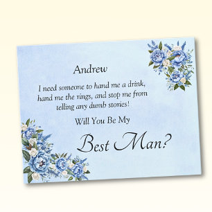Wirst du mein Trauzeuge sein? Blue Peony Card
