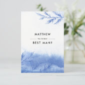 Wirst du mein Trauzeuge sein? Blue Winter Branches Einladung (Stehend Vorderseite)