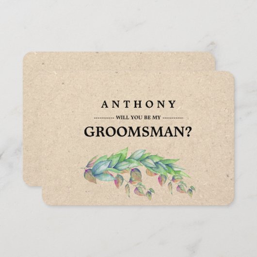 Wirst du mein Trauzeuge sein? Botanisches Kraft-Pa Einladung (Vorne/Hinten)