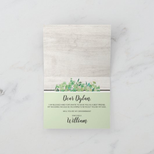 Wirst du mein Trauzeuge sein? Botanisches Rustikal Karte (Innenseite)