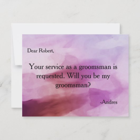 Wirst du mein Trauzeuge sein? Einladung (Rückseite)