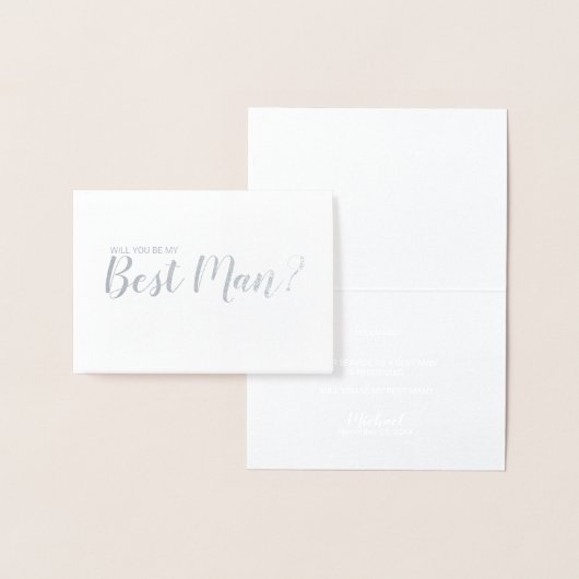 Wirst du mein Trauzeuge sein? Elegant Silver Folienkarte (Anzeige)