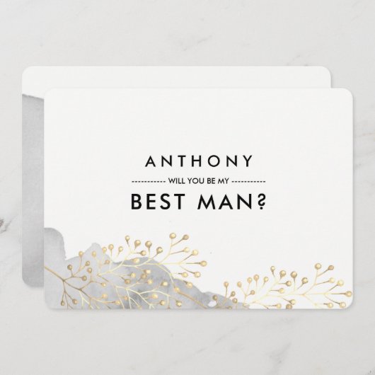 Wirst du mein Trauzeuge sein? Gray Watercolor Einladung (Vorne/Hinten)