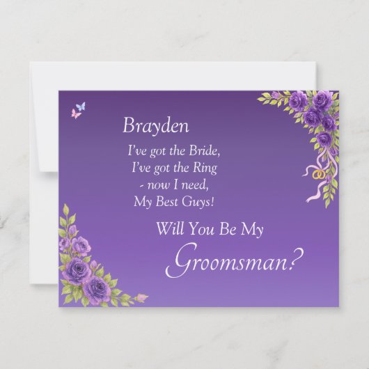 Wirst du mein Trauzeuge sein? Lila Mauve-Blume (Vorderseite)