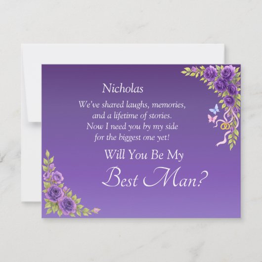 Wirst du mein Trauzeuge sein? Lila Mauve-Blume (Vorderseite)