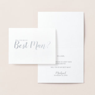 Wirst du mein Trauzeuge sein? Modernes Script Silv Folienkarte