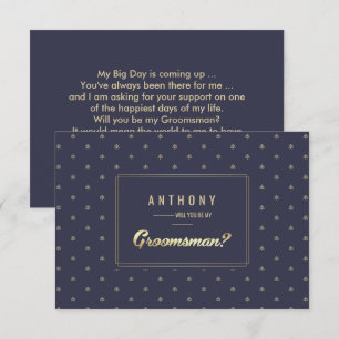 Wirst du mein Trauzeuge sein? Navy Blue Gold Einladung