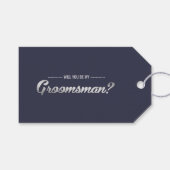 Wirst du mein Trauzeuge sein? Navy Blue Silver Wed Geschenkanhänger (Vorderseite (Horizontal))