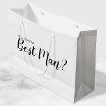 Wirst du mein Trauzeuge sein? Neuer Vorschlag Große Geschenktüte<br><div class="desc">"Wirst du mein Trauzeuge sein?" Die moderne Geschenktasche mit dem Titel "Will You Be My Trauzeuge?" im modernen,  schwarzen Schriftart-Stil auf weißem Hintergrund.</div>