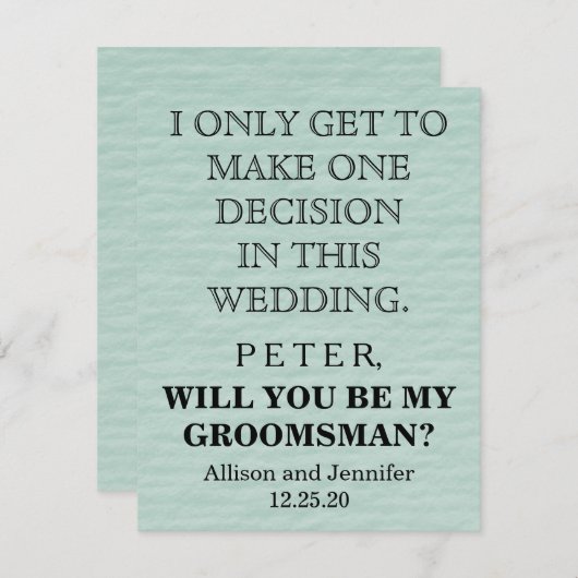 Wirst du mein Trauzeuge sein? Personalisiert Einladung (Vorne/Hinten)