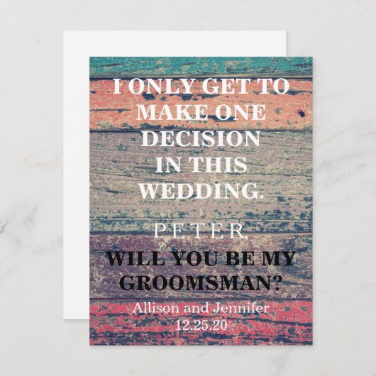 Wirst du mein Trauzeuge sein? Personalisiert Einladung (Vorne/Hinten)