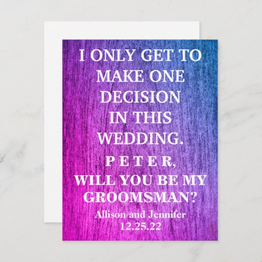 Wirst du mein Trauzeuge sein? Personalisierte Einl Einladung (Vorne/Hinten)