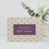 Wirst du mein Trauzeuge sein? Plum Beige Pattern Einladung (Stehend Vorderseite)