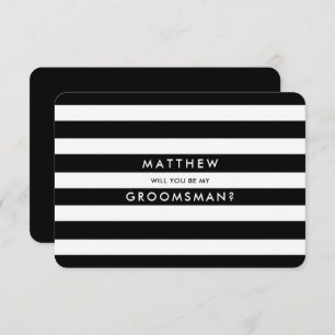Wirst du mein Trauzeuge sein? Schwarz-weiße Streif Einladung