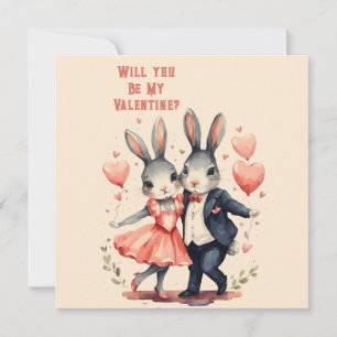 Wirst du mein Valentins-Hasen-Paar sein Karte