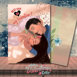 Wirst du mein Valentins-Paar umarmend sein Feiertagskarte