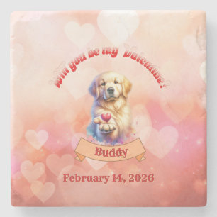 Wirst du mein Valentinstag sein? Personalisiert Steinuntersetzer