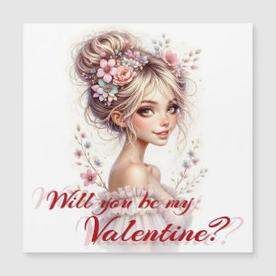Wirst du mein Valentinstag sein – Romantischer Kun Magnetkarte