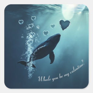 Wirst du mein Valentinstag sein Tiefsee Liebe Quadratischer Aufkleber