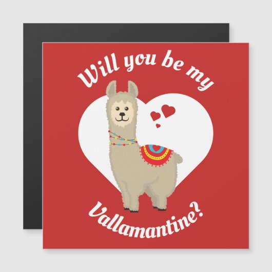 "Wirst du mein Vallamantine sein?" Llama Valentine Magnetkarte (Vorne/Hinten)