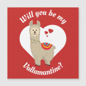 "Wirst du mein Vallamantine sein?" Llama Valentine Magnetkarte (Vorderseite)