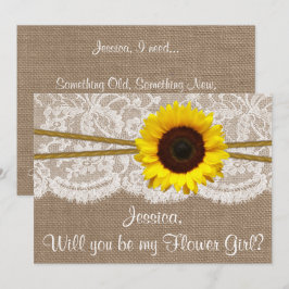 Wirst du meine Blume Gir sein? Sonnenblume Rustika Einladung
