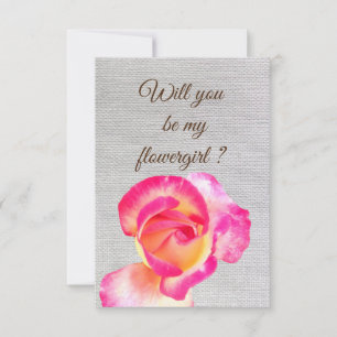 Wirst du meine Blumenmädchen-Rosa-Einladungspostka Einladung