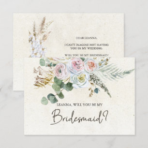 Wirst du meine Brautjungfer Pastell Boho Neutral