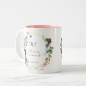 Wirst du meine Brautjungfer sein, blaue Blumen-Tas Zweifarbige Tasse (Vorderseite Links)