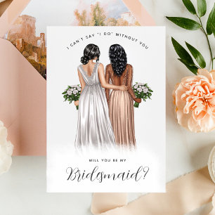Wirst du meine Brautjungfer sein? Mädchen in Kleid Einladung