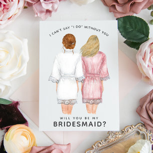 Wirst du meine Brautjungfer sein? Mädchen in Robe Einladung