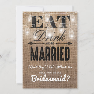 Wirst du meine Brautjungfer sein? Rustikale Brau Einladung