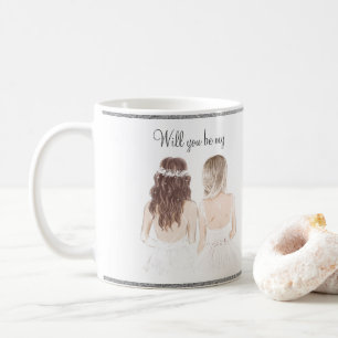 Wirst du meine Brautjungfer sein? Watercolor Scrip Kaffeetasse
