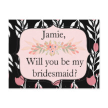 Wirst du meine Brautjungfrau in Rosa und Schwarz s