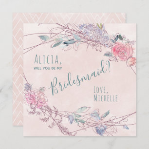 Wirst du meine Brautjungfrau sein, die Rose in der Einladung
