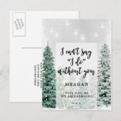 Wirst du meine Bridesaid-Karte sein Winterschnee? Einladungspostkarte (Vorne/Hinten)