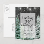 Wirst du meine Bridesaid-Karte sein Winterschnee? Einladungspostkarte (Vorne/Hinten)