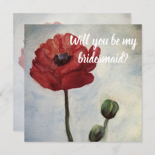Wirst du meine Bridesmädchen sein, rote Mohnkarte? Einladung (Vorne/Hinten)