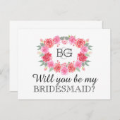 Wirst du meine Bridesmaid-Aquarell sein? Einladungspostkarte (Vorne/Hinten)
