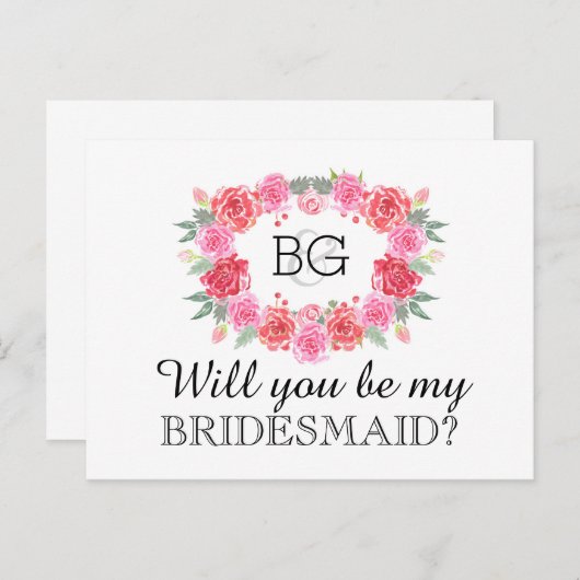Wirst du meine Bridesmaid-Aquarell sein? Einladungspostkarte (Vorne/Hinten)
