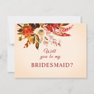 Wirst du meine Bridesmaid Fall Bloral Blush Elfenb Postkarte