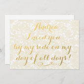 Wirst du meine Bridesmaid-Goldkalligrafie sein? Einladung (Vorne/Hinten)