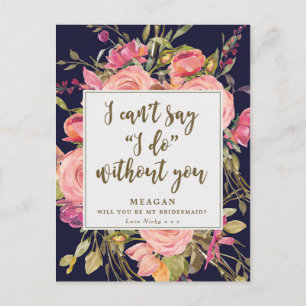 Wirst du meine Bridesmaid-Karte Boho Blumenmarinad Einladungspostkarte
