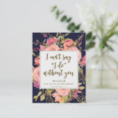 Wirst du meine Bridesmaid-Karte Boho Blumenmarinad Einladungspostkarte (Stehend Vorderseite)