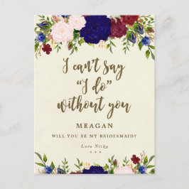 Wirst du meine Bridesmaid-Karte Marine Blumengeste Einladungspostkarte