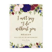 Wirst du meine Bridesmaid-Karte Marine Blumengeste