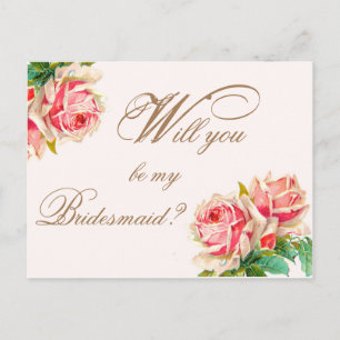 Wirst du meine Bridesmaid-Postkarte mit Rose sein? Einladungspostkarte