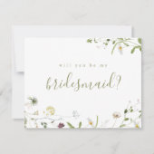 Wirst du meine Bridesmaid Sage Wildblume Boho sein Einladung (Vorderseite)